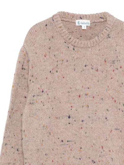 Lalalù Kids' Bouclé-effect Knit Sweater Lalalu' In Brown