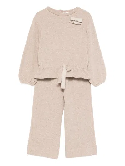 Lalalù Kids' Bow Tie Suit In Neutral