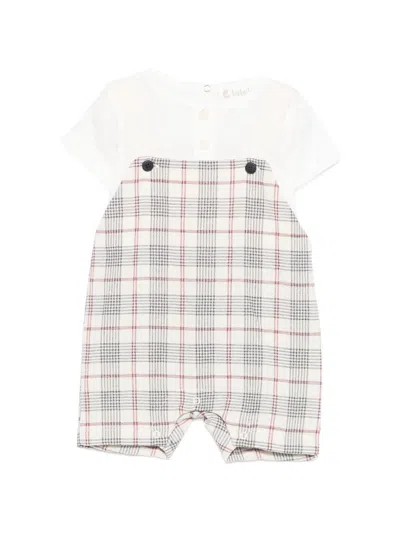 Lalalù Checked Overalls In White
