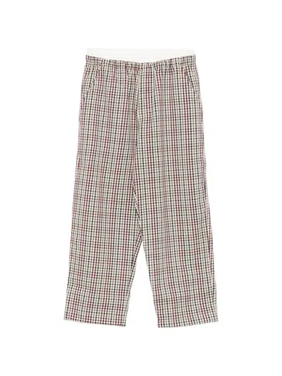 Lalalù Kids' Check-pattern Elasticated-waist Trousers In Red