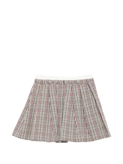 Lalalù Kids' Check-pattern Pleated Skirt In Red