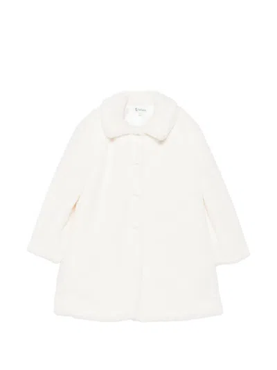Lalalù Kids' Faux-fur Peter Pan Collar Coat In Animal Print