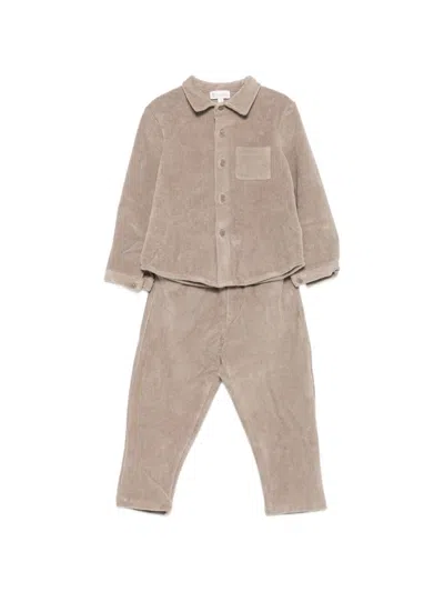 Lalalù Corduroy-effect Shirt And Trousers Set In Brown