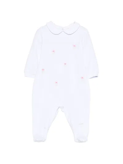 Lalalù Floral Pajamas With Peter Pan Collar In Blue