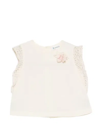 Lalalù Kids' Floral-appliqué Blouse In Gray