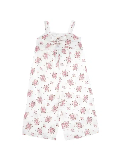 Lalalù Kids' Floral-print Bow-detail Jumpsuit In Multi