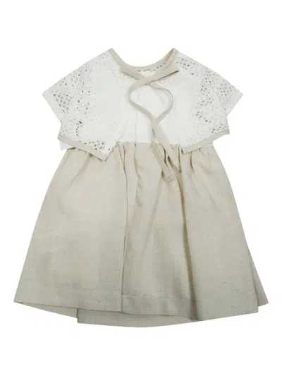 Lalalù Babies' 花卉贴花连衣裙 In Neutral