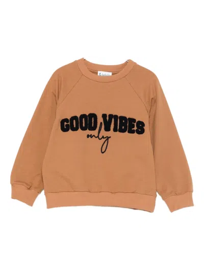 Lalalù Kids' Good Vibes Sweatshirt In Brown