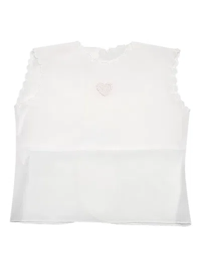 Lalalù Kids' Heart-detail Top In White
