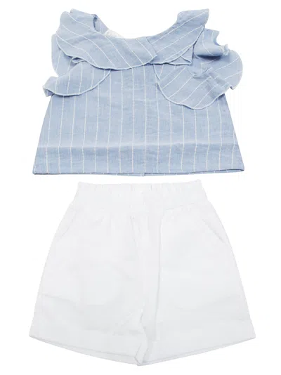 Lalalu' Junior Completo Top+bermuda In Blue