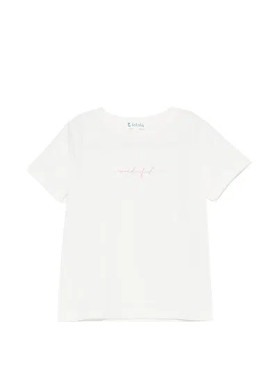 Lalalù Kids' Lettering-print T-shirt In White