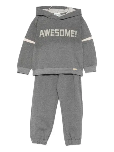 Lalalù Kids' Logo-patch Tracksuit In Gray