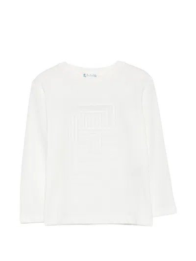 Lalalù Kids' Lalalu' Long-sleeved T-shirt With Embossed Print In White