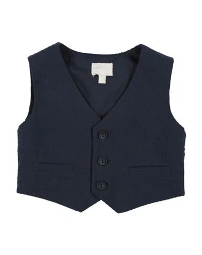 Lalalù Babies'  Newborn Boy Tailored Vest Midnight Blue Size 3 Cotton, Elastane In Black