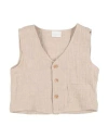 Lalalù Newborn Boy Tailored Vest Sand Size 3 Organic Cotton In Beige