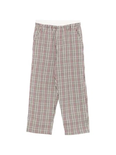 Lalalù Kids' Plaid Trousers With Elasticated Waist In Pink