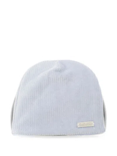 Lalalù Lalalu' Ribbed Knit Beanie With Applied Logo In Blue