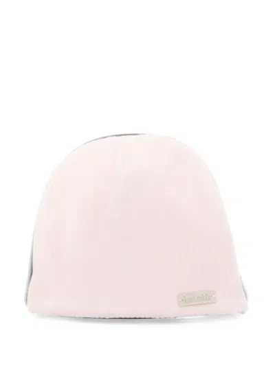 Lalalù Lalalu' Ribbed Knit Beanie With Appliqué Logo In Pink
