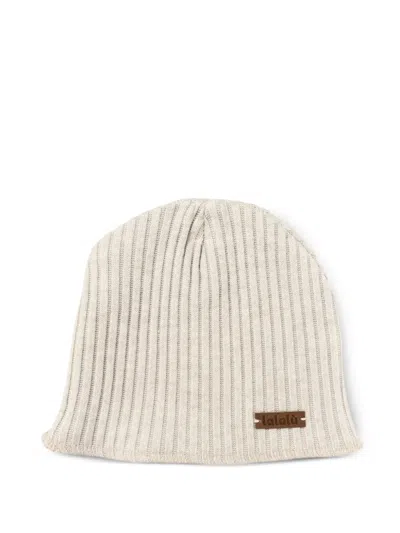 Lalalù Babies' Ribbed Logo-label Knitted Hat In Neutral