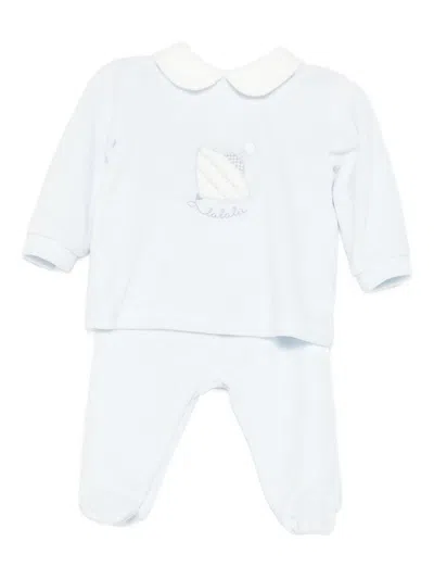 Lalalù Lalalu Romper With Embroidered Applications (set Of Two) In Blue