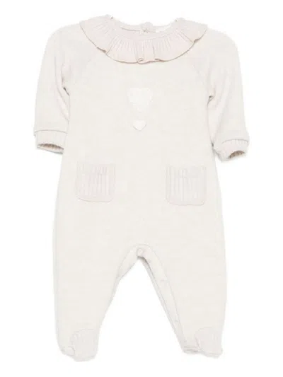 Lalalù Lalalu Romper With Heart Applications And Ruffles In White