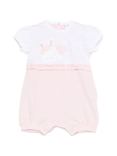Lalalù Romper With Ruffles And Bunny In Pink