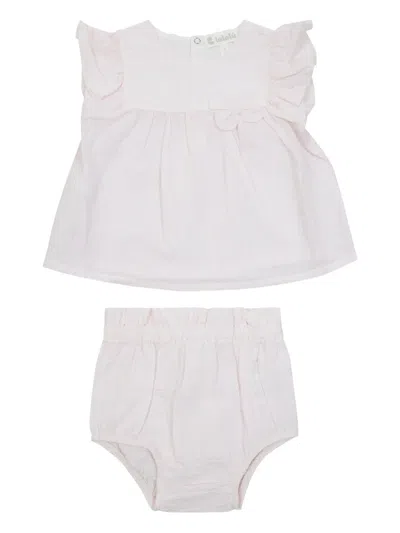 Lalalù Babies' 荷叶边圆领连衣裙 In Pink