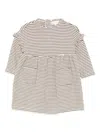 Lalalù Lalalu Ruffled Striped Top In Brown