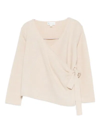 Lalalù Kids' Side-tie Sweater In Gold
