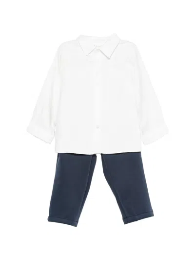 Lalalù Silk Shirt And Trousers Set In White