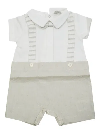 Lalalù Babies' 条纹细节连体衣 In Neutral