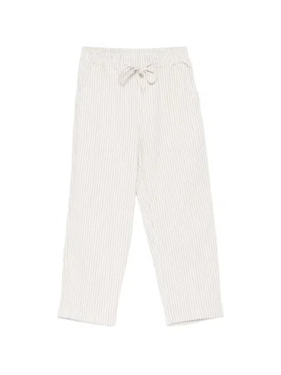 Lalalù Striped Drawstring Trousers In Neutral