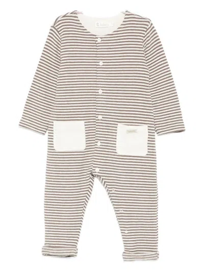 Lalalù Lalalu' Striped Romper In Brown