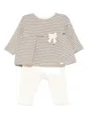 Lalalù Lalalu Striped Romper Set With Decorative Bow In Multi