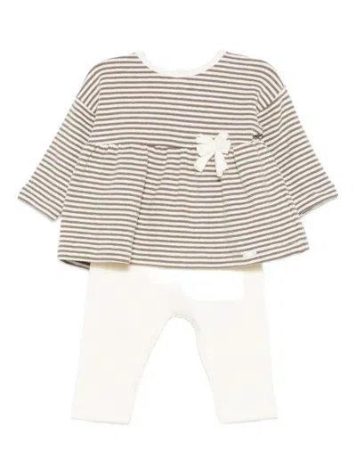 Lalalù Lalalu Striped Romper Set With Decorative Bow In Multi