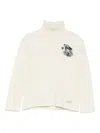Lalalù Roll-neck Floral-appliqué Sweater In White