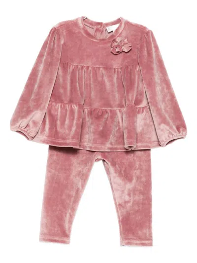 Lalalù Lalalu Velvet Pants (set Of Two) In Pink