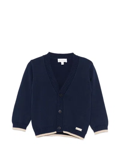 Lalalù V-neck Button Cardigan In Blue