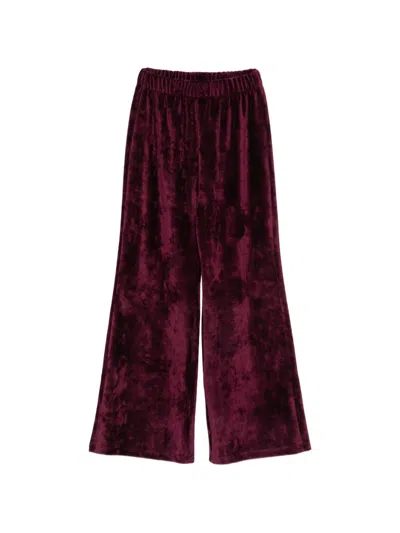 Lalalù Kids' Lalalu' Wide-leg Trousers With Texture In Burgundy