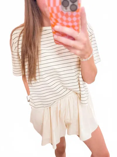 Lalamia Pin Stripe Butter Poplin Short Set In White