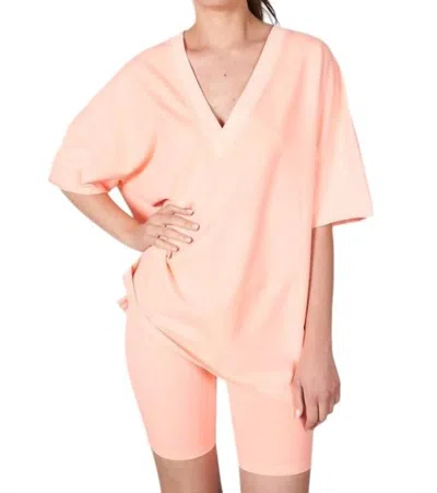 Lalamia V-neck Boxy Tee In Coral In Pink