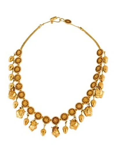 Pre-owned Lalaounis 18k Archeological Revival Collar Necklace, 15" In Multi