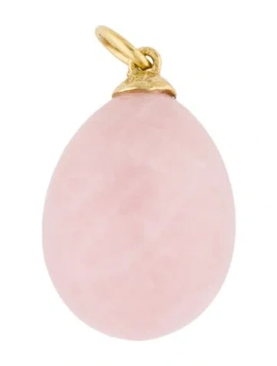 Pre-owned Lalaounis 18k Rose Quartz Egg Pendant In Multi