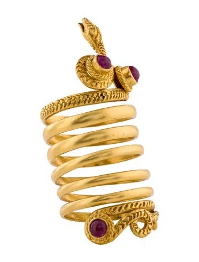 Pre-owned Lalaounis 18k Ruby Snake Coil Ring In Multi