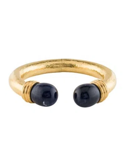 Pre-owned Lalaounis 18k Sodalite Hinge Cuff Bracelet, 6.5" In Multi