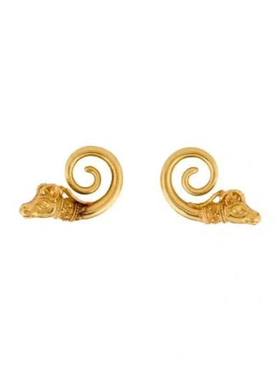Pre-owned Lalaounis 22k Animal Head Clip-on Earrings In Multi