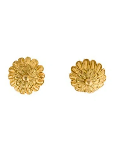 Pre-owned Lalaounis 22k Round Textured Stud Earrings In Multi
