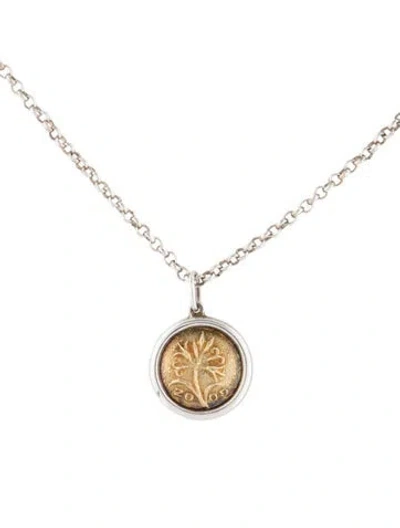 Pre-owned Lalaounis Two-tone Coin Pendant Necklace, 17.25" In Multi