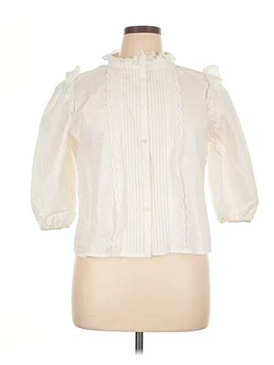 Pre-owned Lalavon 3/4 Sleeve Blouse In White