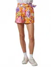 Lalavon Alyssa Floral Print Belted Shorts In Orange Multi In Multi